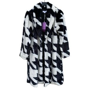 Sergio Hudson x Target Long Black and White Furry Coat size Small NWT